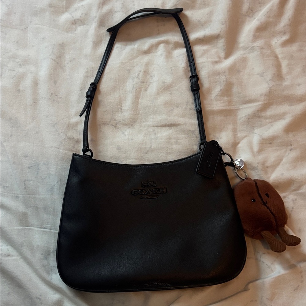 Coach Black Leather Coach bag with Jellycat Charm